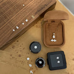 Loose lab diamonds and EP Timeless 14K solid gold necklaces in a tan velvet box
