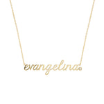 Classic Script Nameplate Necklace evangelina, angled view