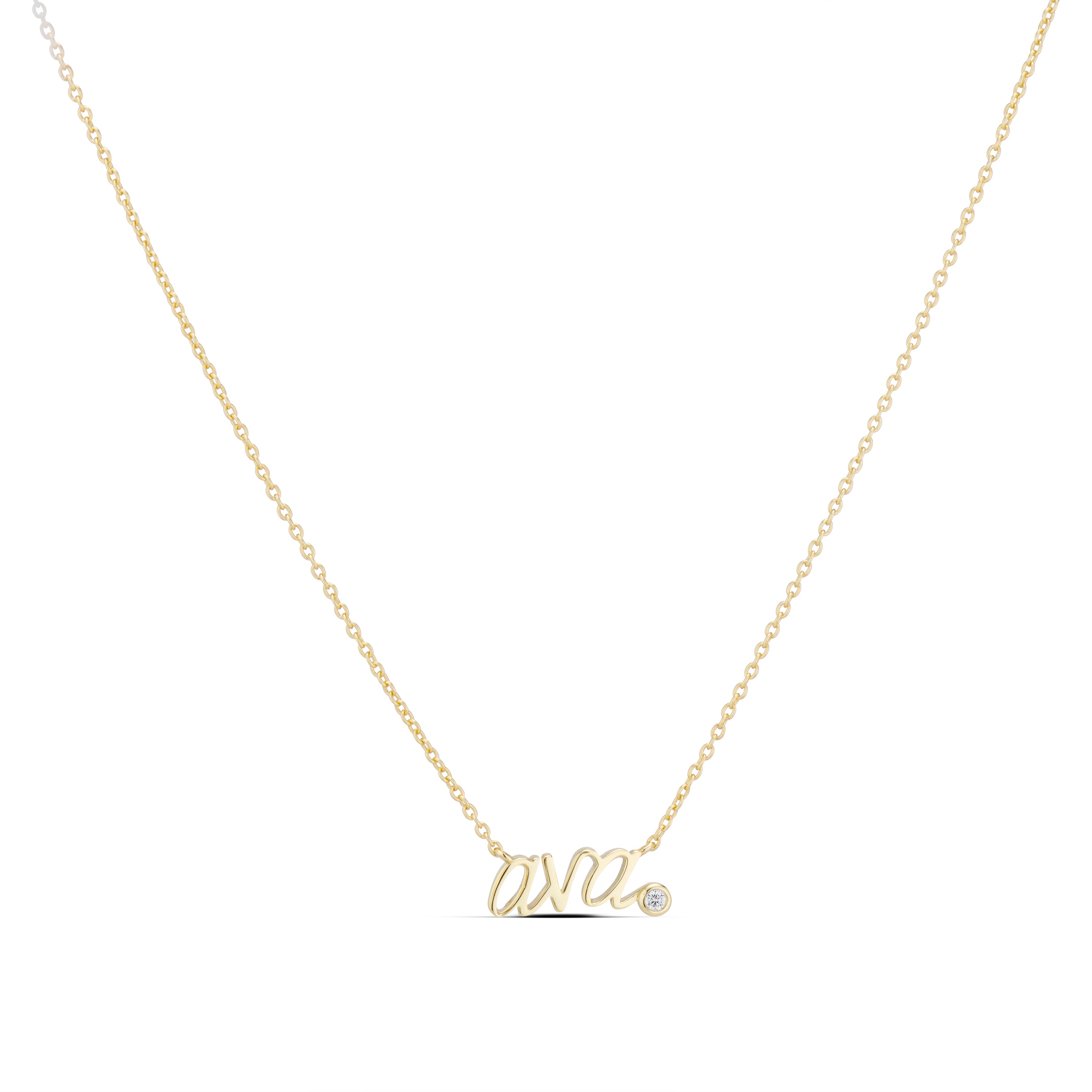 Classic Script Nameplate Necklace with a short name