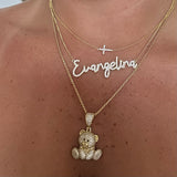 Cz Sideways Cross Necklace