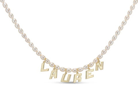 PEARLY NAMEPLATE NECKLACE