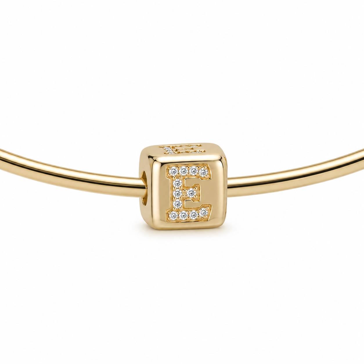 Dice Letter Cuff Charm pave CZ initial detail