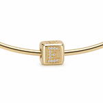 Dice Letter Cuff Charm pave CZ initial detail