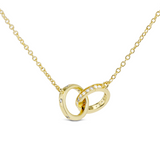 EP Jewels Double Amore Necklace in gold, two linked circles with CZ