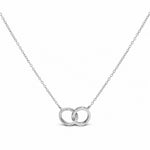 Double Amore Necklace in silver, two linked circles with CZ