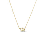 Double Hearts Necklace with two interlocking CZ hearts, front view