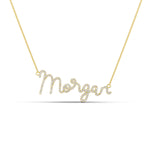 Gold Dreamy Script Nameplate with a capitalized CZ script name, front view