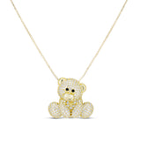 Jumbo gold iced teddy bear pendant necklace