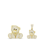 Iced Jumbo EP Teddy pendant beside the smaller Iced EP Teddy pendant to compare sizes