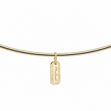 Engraved Tag Nameplate on a gold cuff necklace