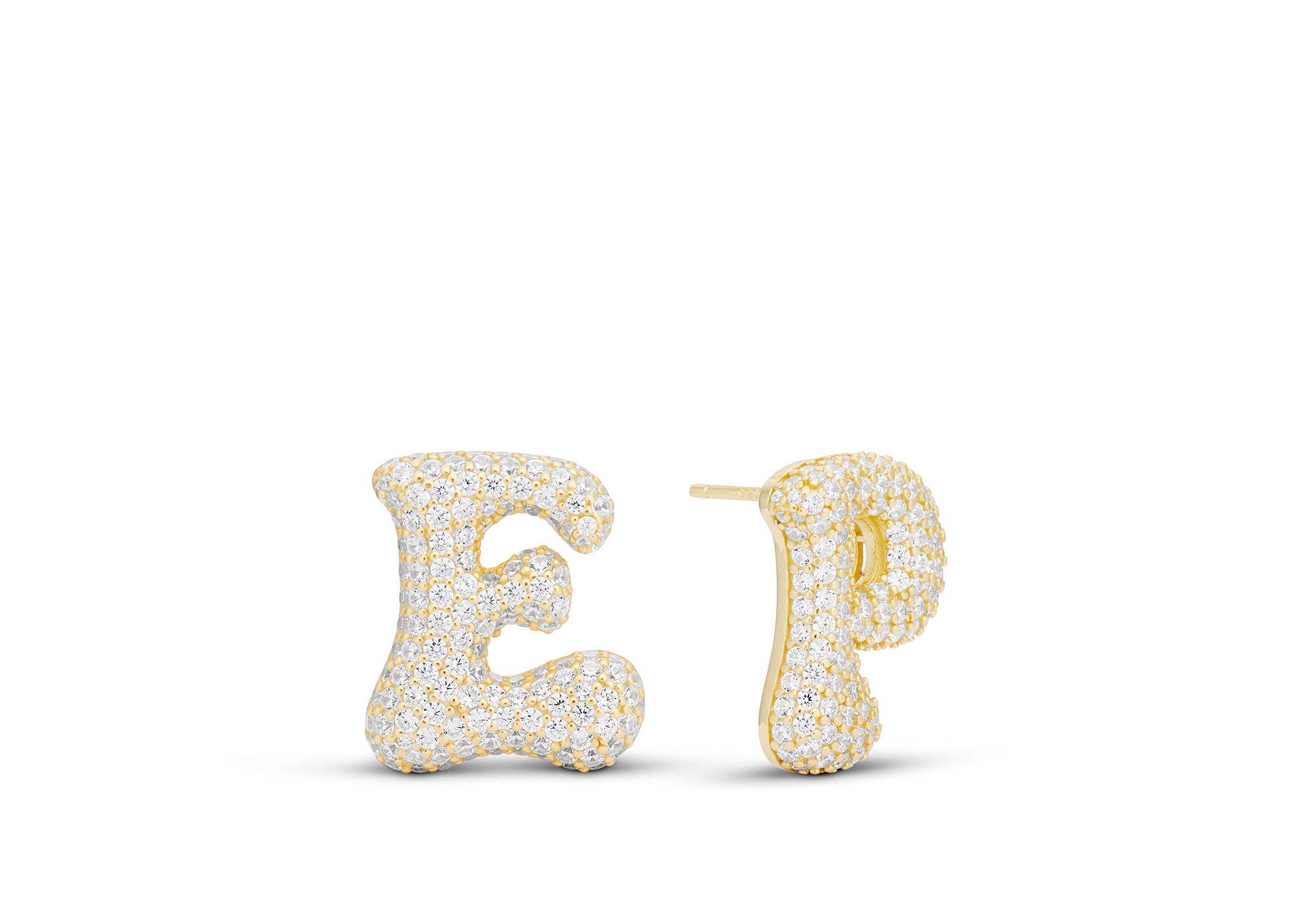 Iced Jumbo Letter Earring - Single | EP Jewels – ep jewels