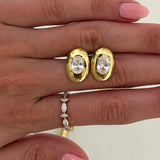 Oval CZ Dome Earring