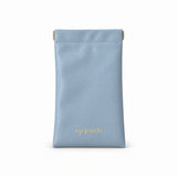 EP Jewels hair pin pouch in baby blue with gold logo