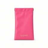EP Jewels hair pin pouch in hot pink with gold logo