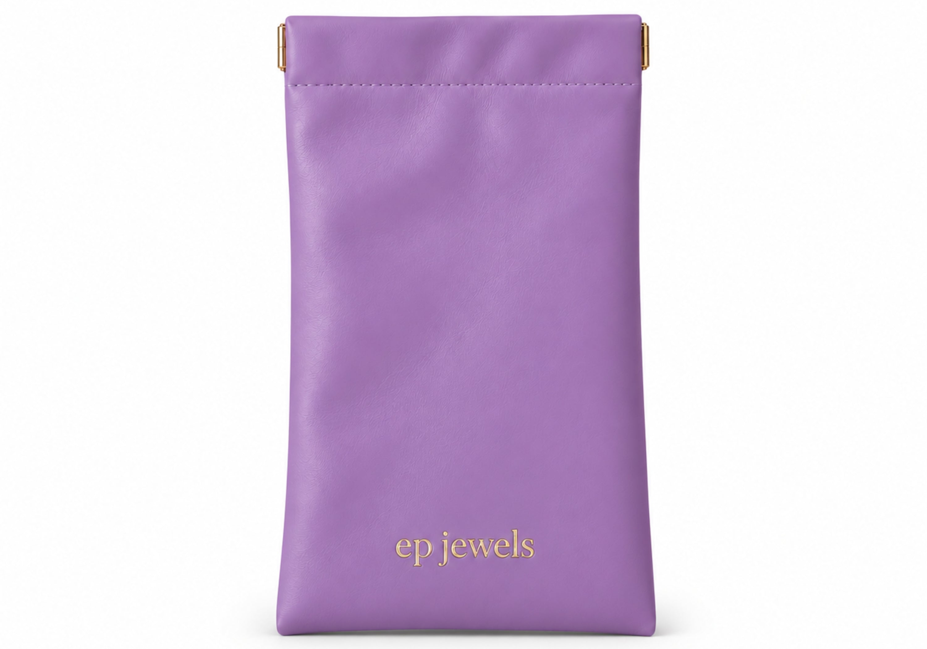 EP Jewels hair pin pouch in lavender with gold logo