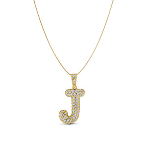 GOLD BUBBLE LETTER CZ NECKLACE