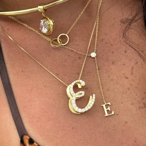 ICED JUMBO SCRIPT LETTER NECKLACE