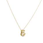 EP Jewels Iced Baby Script Letter Necklace, gold CZ cursive letter E
