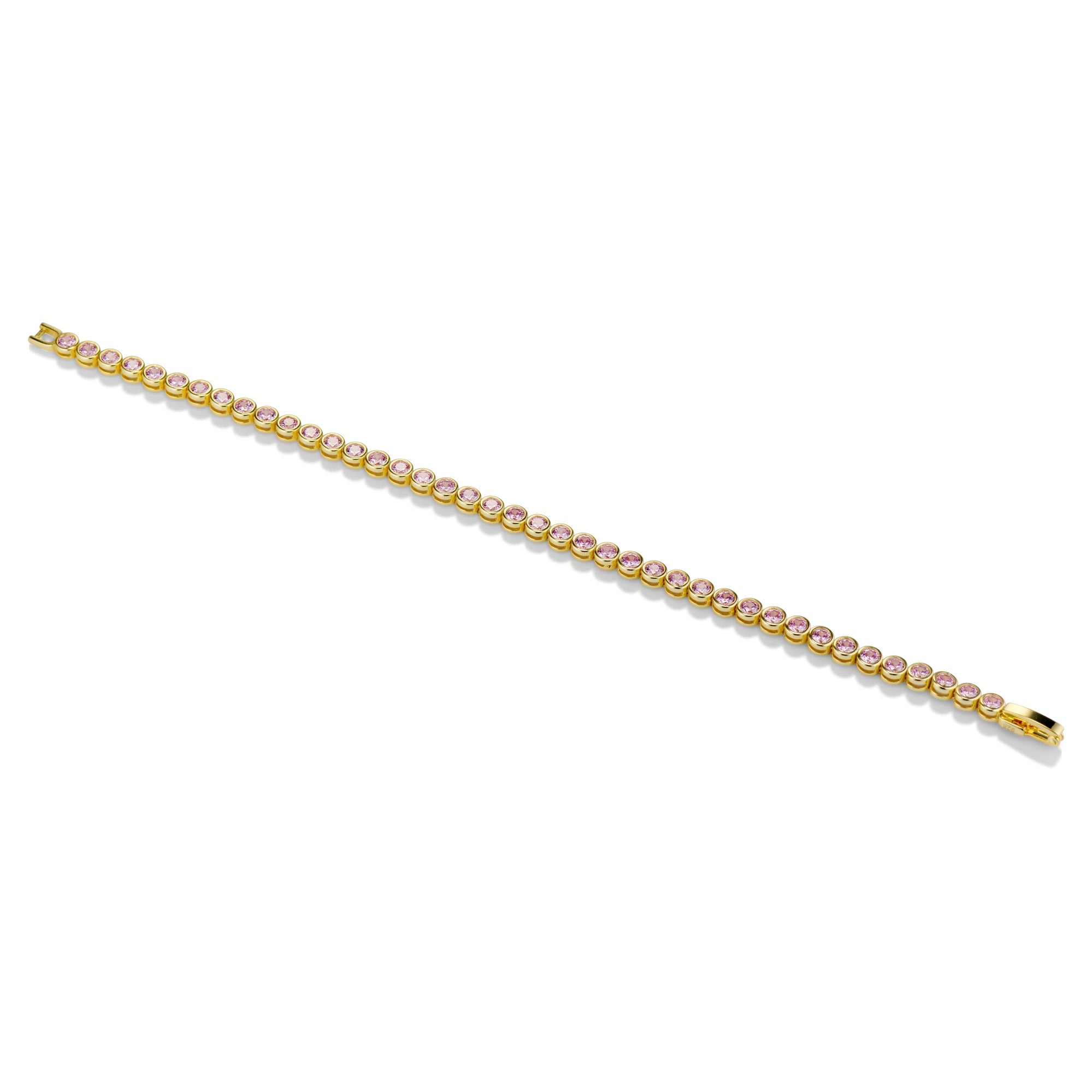 Gold Iced Bubble Tennis Bracelet laid flat, side view