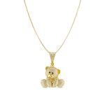 Iced EP Teddy Necklace in 14K gold plating with a CZ-iced teddy bear pendant