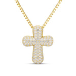 Iced Jumbo Cross Necklace in 14K gold plating, front view