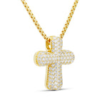 Side view of the gold Iced Jumbo Cross pendant