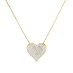 Iced Jumbo Heart Necklace in 14K gold plating, front view