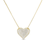 Iced Jumbo Heart Necklace in 14K gold plating, front view