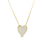 Side view of the gold Iced Jumbo Heart pendant on its chain