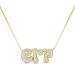 Gold Iced Jumbo Initials Necklace with CZ initials erp, front view