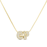 Iced Jumbo Initials Necklace with two CZ initials ep in 14K gold plating