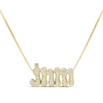 Iced Jumbo Initials Necklace with three CZ initials jnm on a gold chain