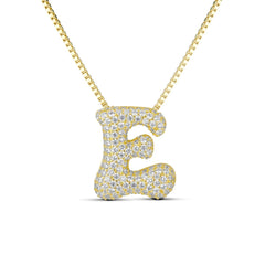 Jumbo gold iced block letter initial necklace