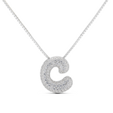 Iced Jumbo Letter Necklace, silver CZ letter C pendant, silver available during monthly reopens