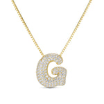 Iced Jumbo Letter Necklace, gold CZ letter G pendant