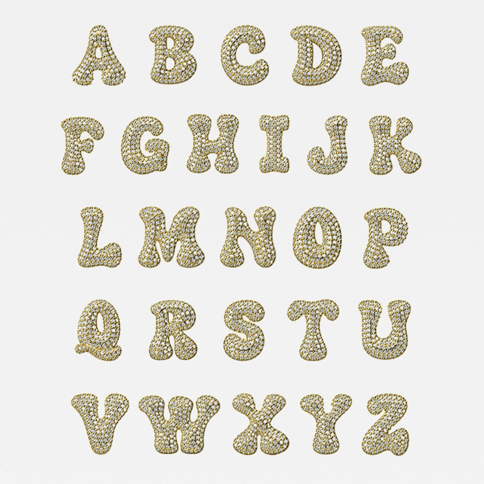 All 26 iced jumbo CZ letters A to Z in gold