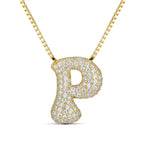Iced Jumbo Letter Necklace, gold CZ letter P pendant