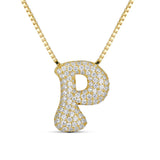 Iced Jumbo Letter Necklace, gold CZ letter P pendant