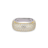 Iced Kaete Pave Ring, a two-tone domed ring fully set with pave CZ stones