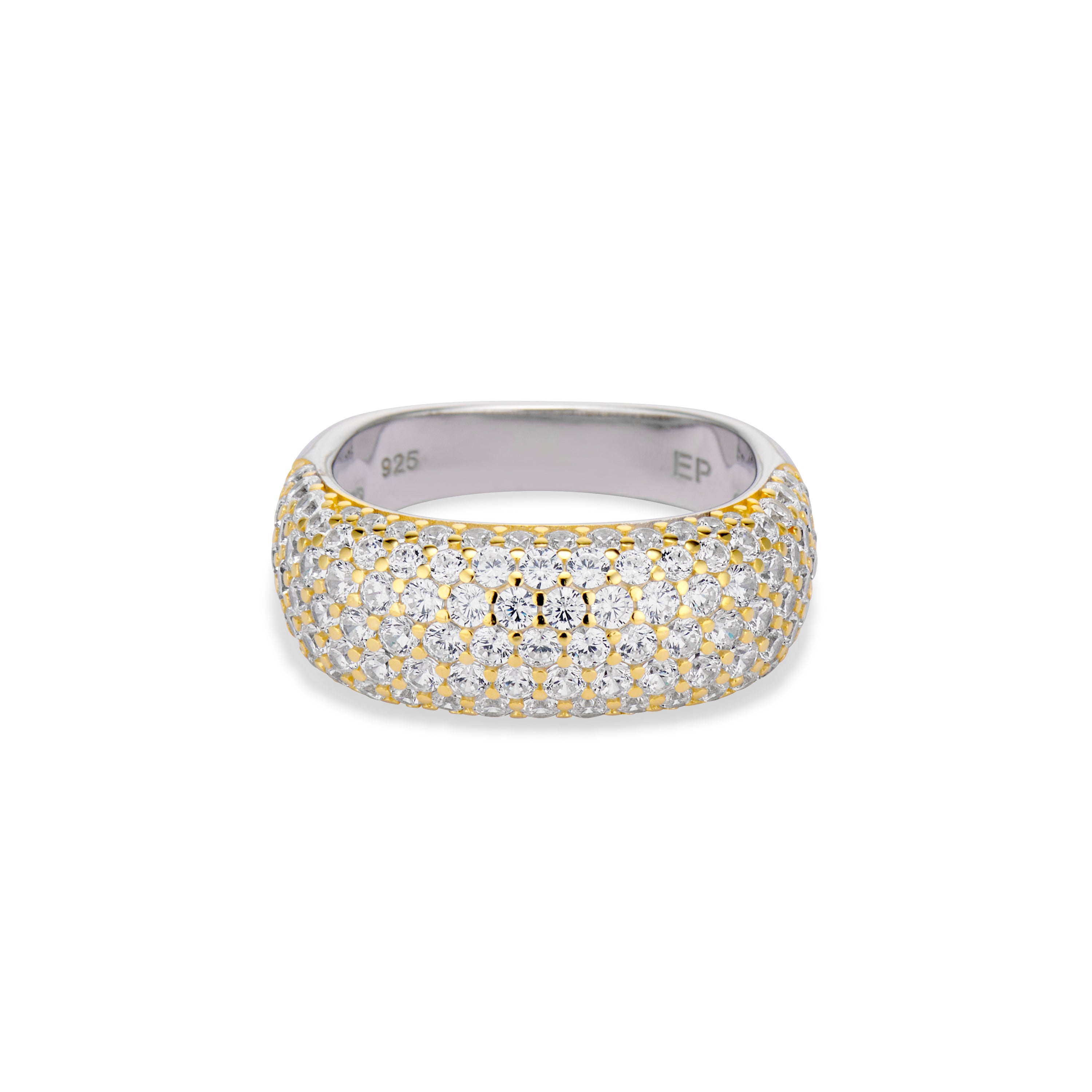 Two-tone Iced Kaete Pave Ring in 18K gold plating, front view