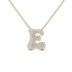 Medium gold iced letter necklace with CZ stones