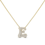 EP Jewels Iced Medium Jumbo Letter Necklace, gold CZ letter E