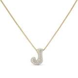 Iced Medium Jumbo Letter Necklace, gold CZ letter J