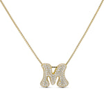 Iced Medium Jumbo Letter Necklace, gold CZ letter M