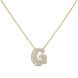 Iced Medium Jumbo Letter Necklace, gold CZ letter G