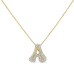 Iced Medium Jumbo Letter Necklace, gold CZ letter A