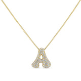 Iced Medium Jumbo Letter Necklace, gold CZ letter A