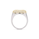 Side view of the two-tone Iced Jumbo Letter Ring band