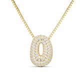 Iced Medium Jumbo Number Necklace with a CZ bubble number 0