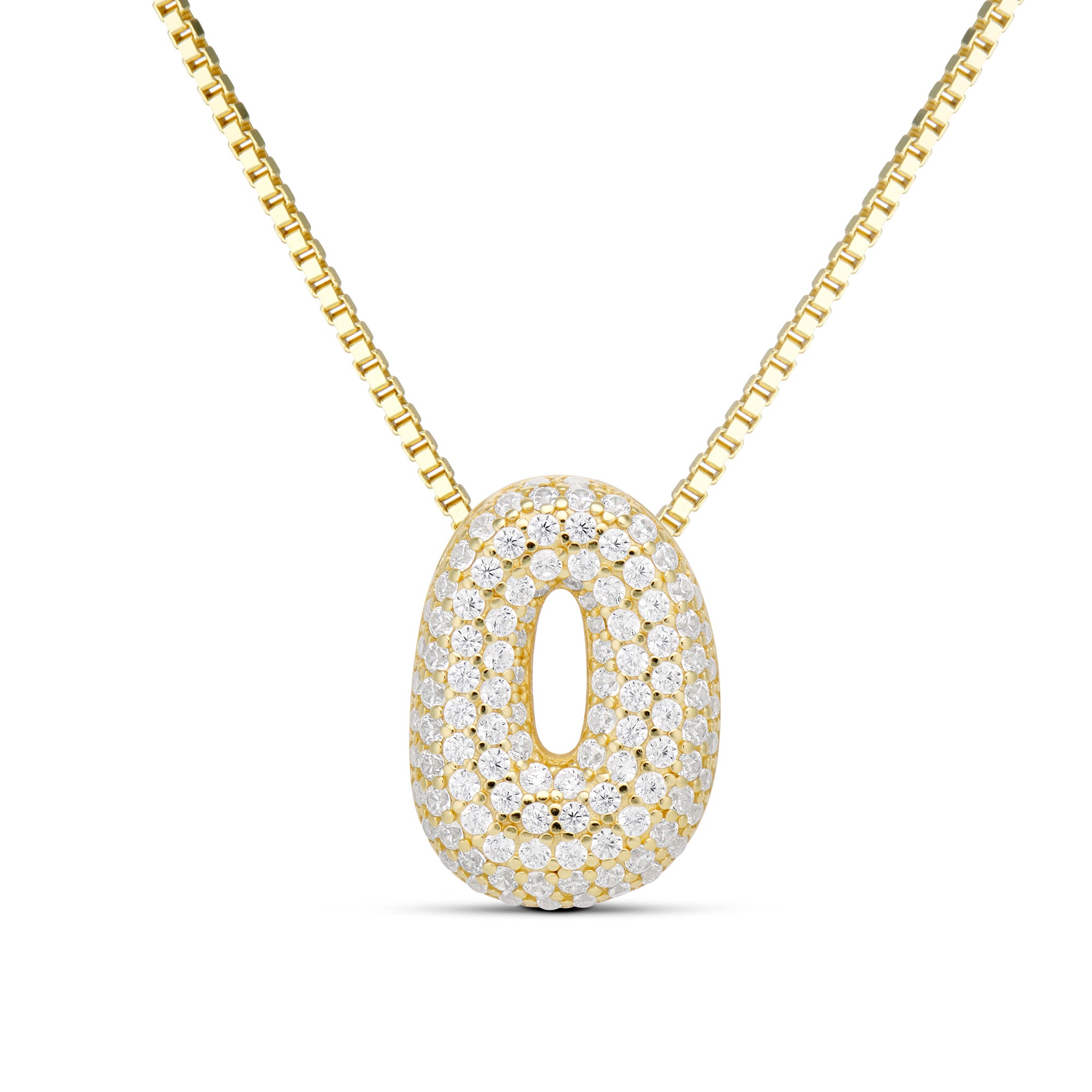 Iced Medium Jumbo Number Necklace with a CZ bubble number 0